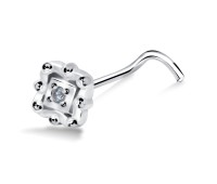 Square Shaped With Ball Silver  Nose Stud NSKB-1256